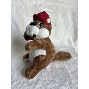 JAAG‎ Buc-ees Beaver Mascot 10" Plush Stuffed Animal Red Hat